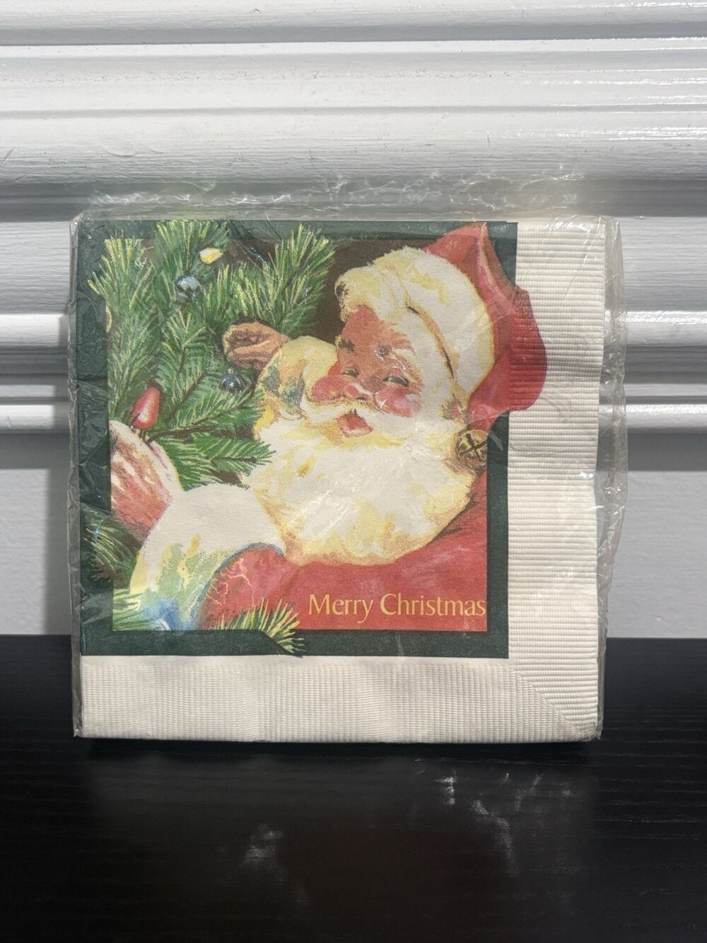 Vintage Gala 3 Ply Merry Christmas Santa Holiday 10 sq in Paper Napkins, 20 Pack